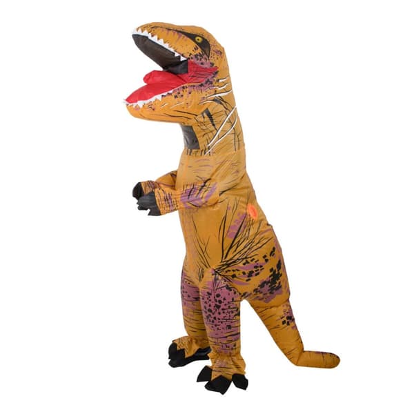 T-REX jättelik brun uppblåsbar dinosauriekostym 1,5-1,9 m