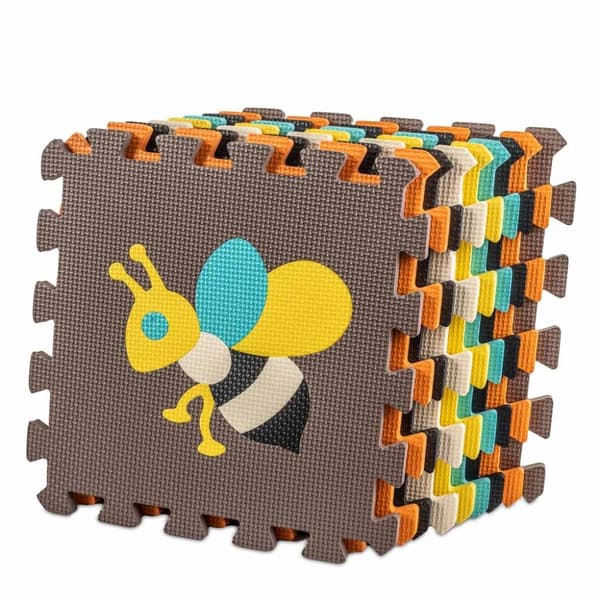 Skumpusselmatta för barn 9 delar färgglada djur 85 cm x 85 cm x 1 cm