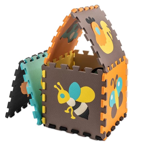 Skumpusselmatta för barn 9 delar färgglada djur 85 cm x 85 cm x 1 cm
