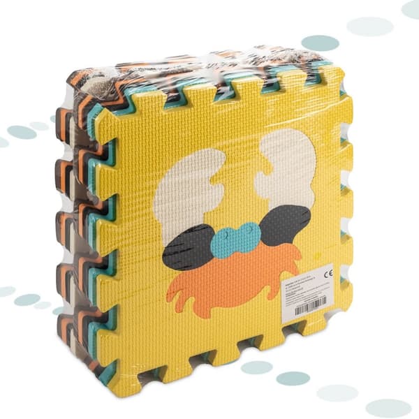 Skumpusselmatta för barn 9 delar färgglada djur 85 cm x 85 cm x 1 cm