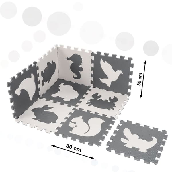 Skumpusselmatta för barn 9 el. svart-ecru 85cm x 85cm x 1cm