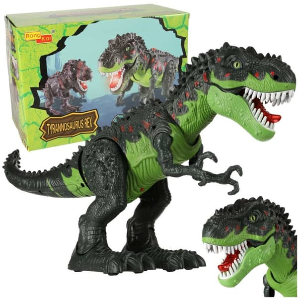 T-REX elektronisk dinosaurie går och ryter grönt