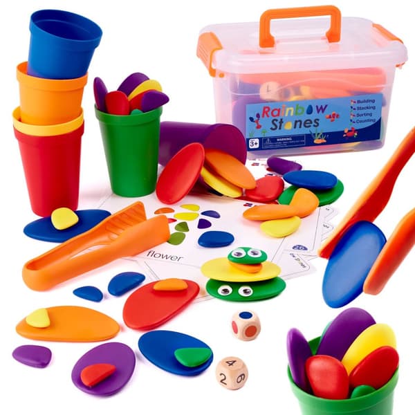 Kreativa småsten färgglada Montessoripussel
