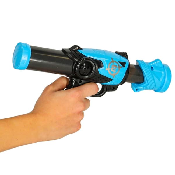 Målskytte robothuvud arkadspel set pistol + bollar