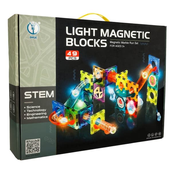 Lysande magnetisk marmorbollsbana med 49 element