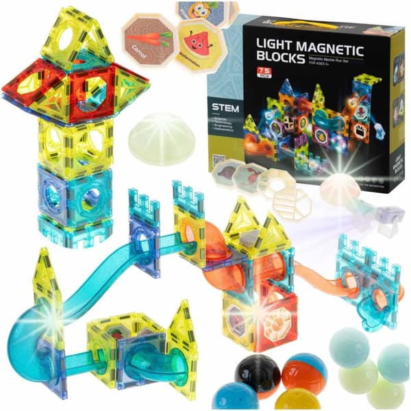 Lysande magnetisk marmorbollsbana 75el