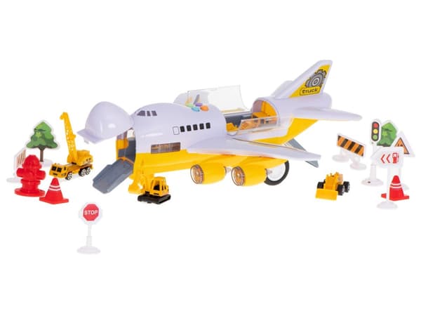 Transportflygplan + 6 bilar byggfordon sida/fram