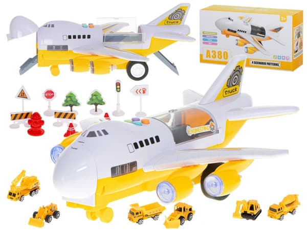 Transportflygplan + 6 bilar byggfordon sida/fram