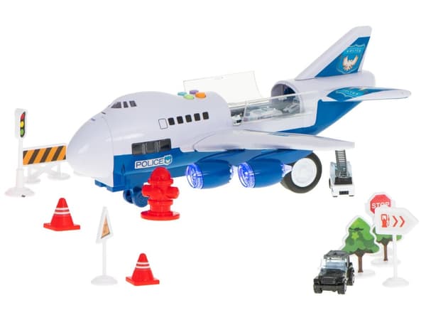 Transportflygplan + 6 bilar polis sida/front