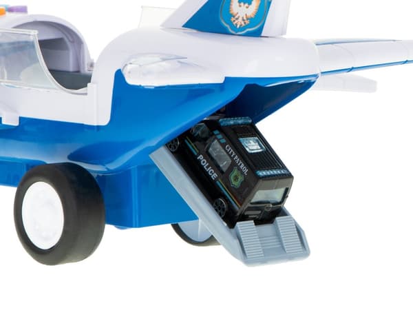 Transportflygplan + 6 bilar polis sida/front