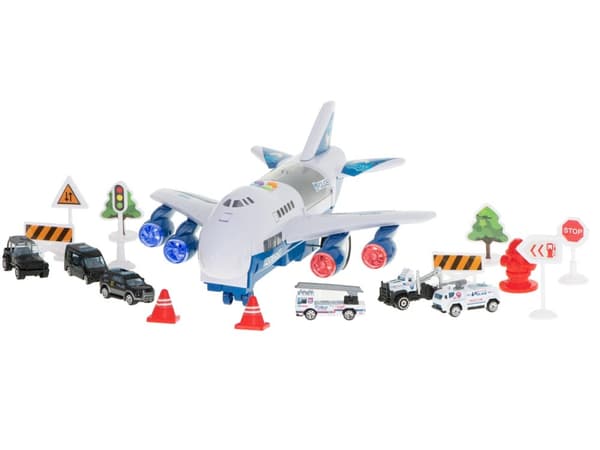 Transportflygplan + 6 bilar polis sida/front