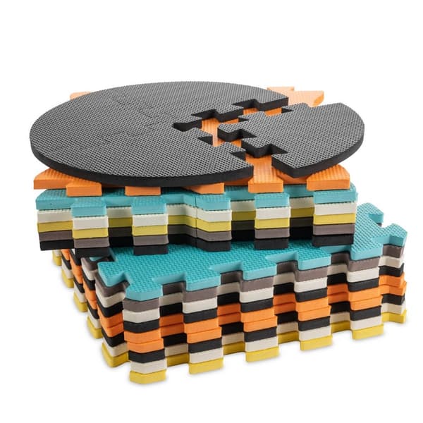 Skumpusselmatta / lekhage för barn 25 st färgglada djur 114 cm x 114 cm x 1 cm