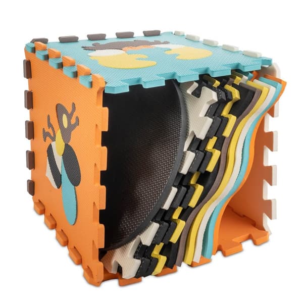 Skumpusselmatta / lekhage för barn 25 st färgglada djur 114 cm x 114 cm x 1 cm