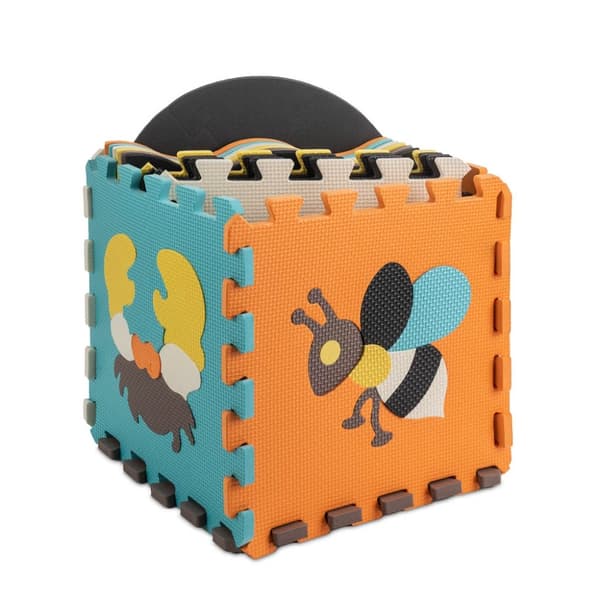 Skumpusselmatta / lekhage för barn 25 st färgglada djur 114 cm x 114 cm x 1 cm