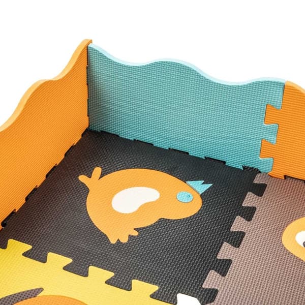 Skumpusselmatta / lekhage för barn 25 st färgglada djur 114 cm x 114 cm x 1 cm