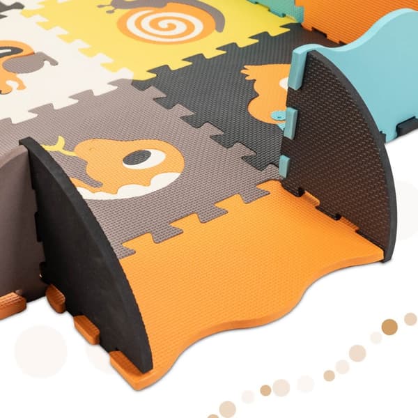 Skumpusselmatta / lekhage för barn 25 st färgglada djur 114 cm x 114 cm x 1 cm