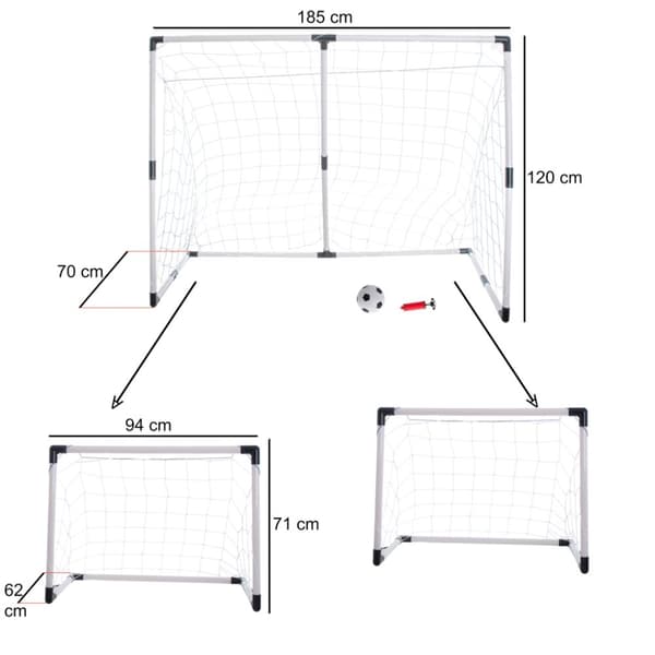 Fotbollsmål för barn 2in1 185x120x70cm