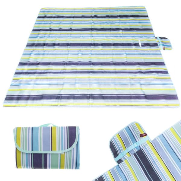 Strandmatta picknickfilt 200x200cm blå