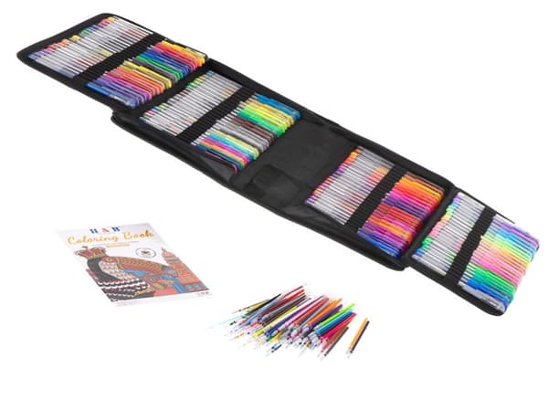 Färgade gelpennor i etui 120 st + 120 refills