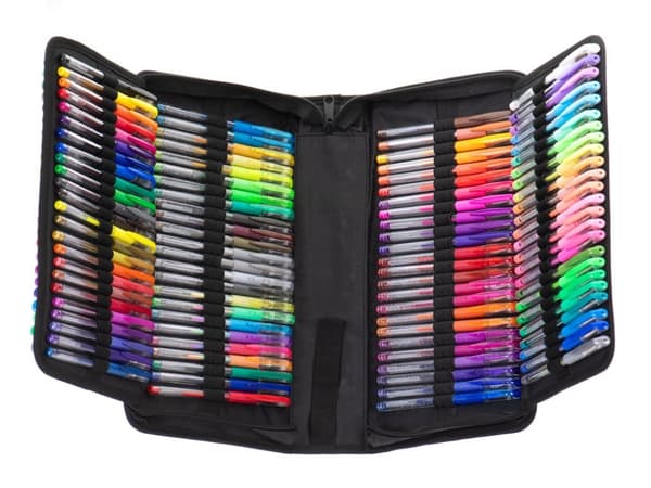 Färgade gelpennor i etui 120 st + 120 refills