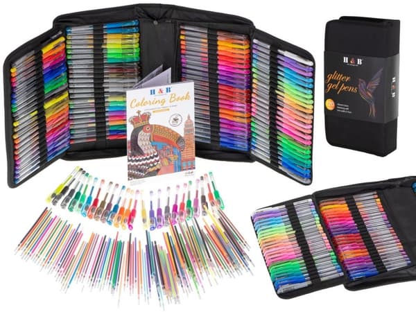 Färgade gelpennor i etui 120 st + 120 refills