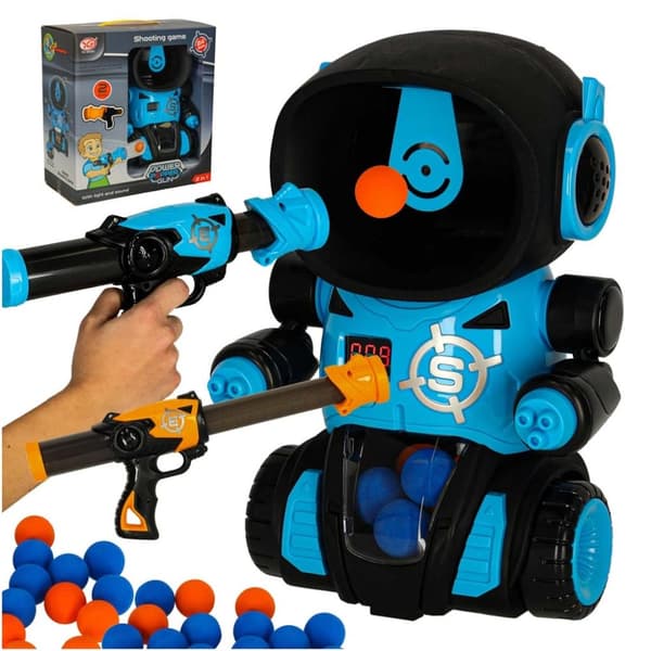 Hungrig robot målskytte arkadspel set pistol + bollar