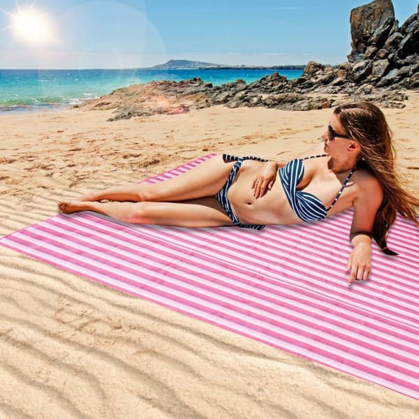 Strandmatta picknickfilt 200x200cm rosa