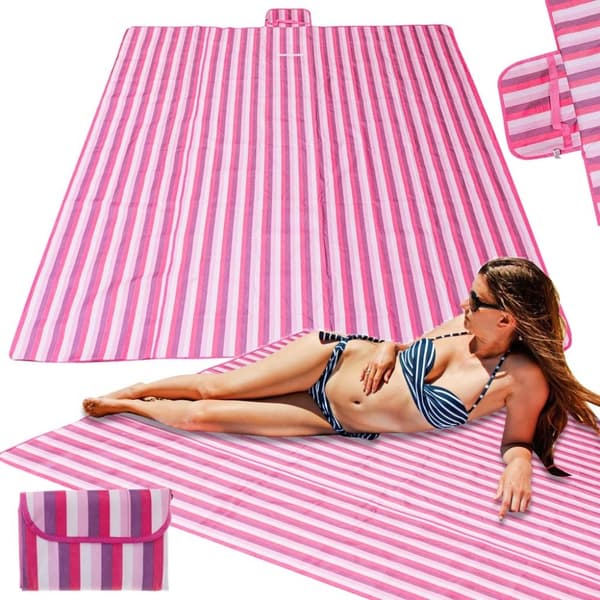 Strandmatta picknickfilt 200x200cm rosa