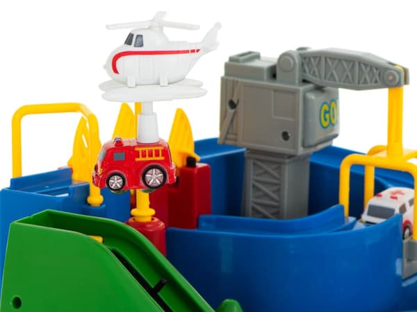 Hinderbana interaktiv parkeringsplats racing ambulans polisbil XL