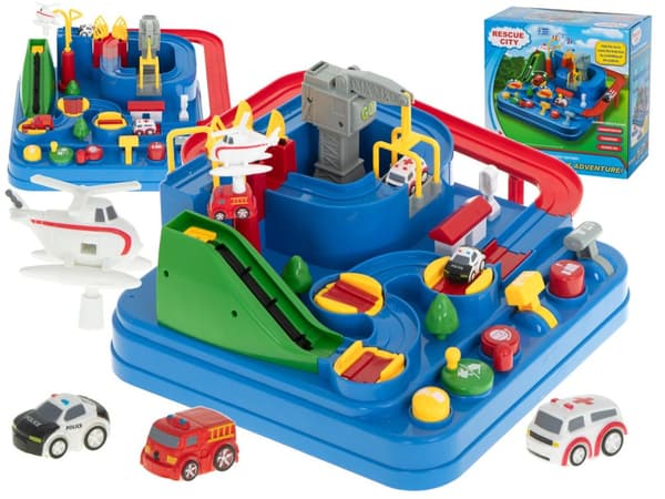 Hinderbana interaktiv parkeringsplats racing ambulans polisbil XL