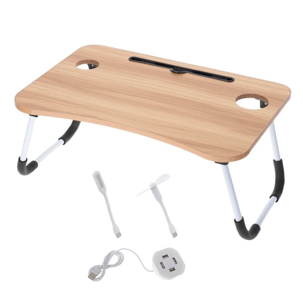 Laptopbord, hopfällbart sängstativ med USB-kabel