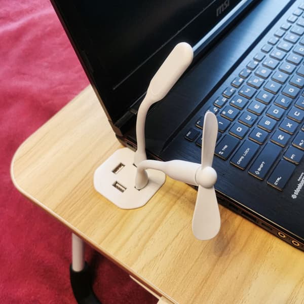 Laptopbord, hopfällbart sängstativ med USB-kabel