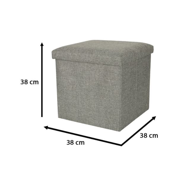 Hopfällbar puff med förvaringsfack grå 38x38x38cm