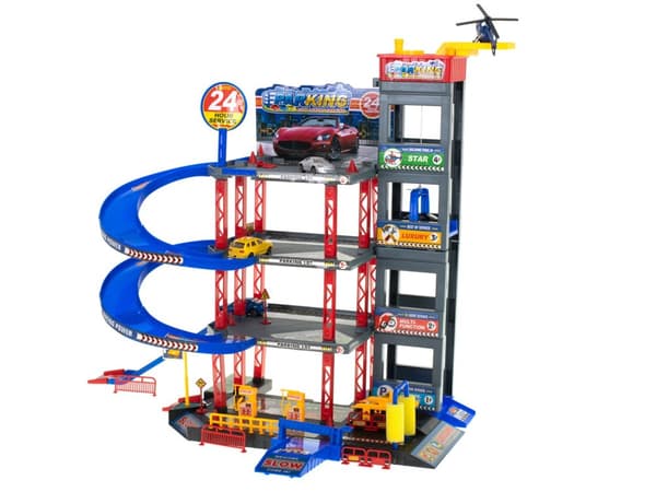 Parkeringsgarage dubbeldäckad bensinstation biltvätt