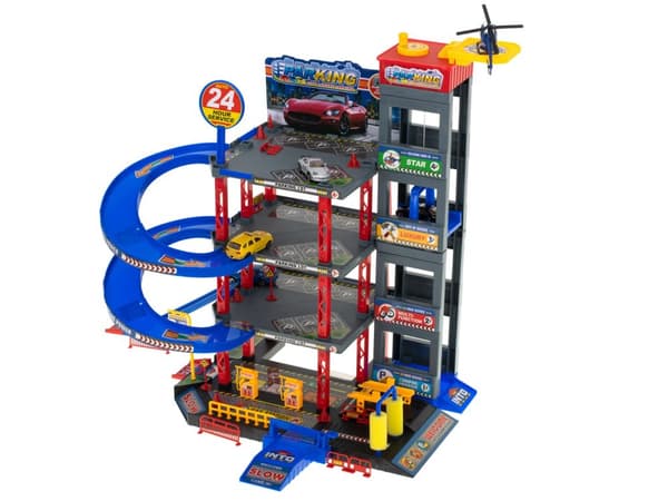 Parkeringsgarage dubbeldäckad bensinstation biltvätt