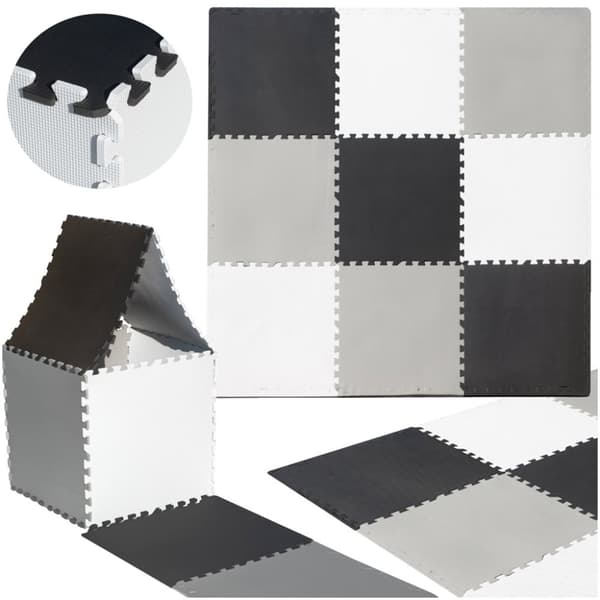 Skumpussel barnmatta 180x180cm 9 bitar grå-kräm