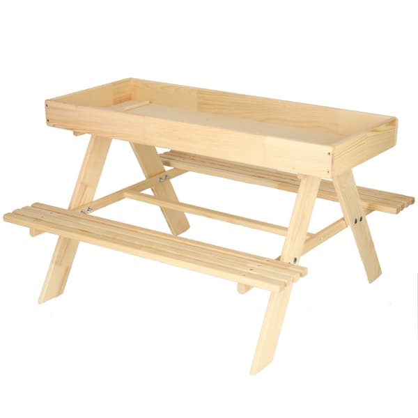 Trädgårdsset för barnbord + 2 bänkar och sandlåda