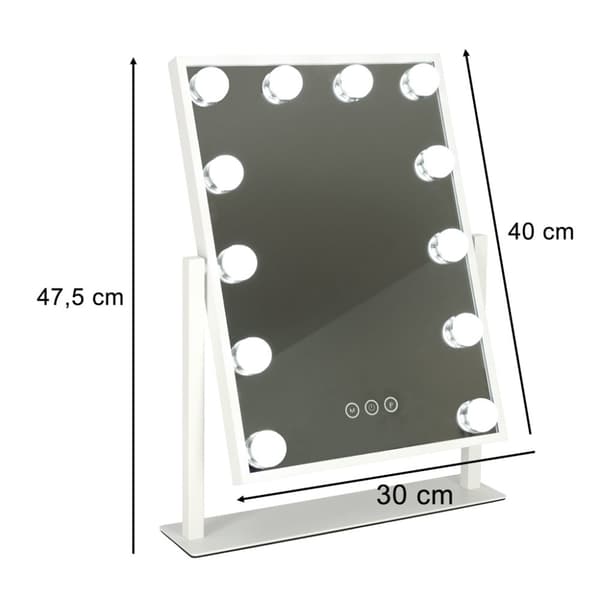 LED-sminkspegel med USB-lampor 30x40cm