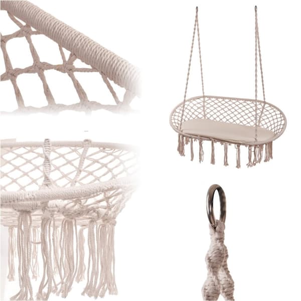 Dubbelt storkbo med tofsar beige