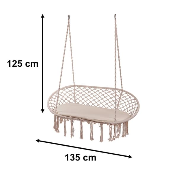 Dubbelt storkbo med tofsar beige