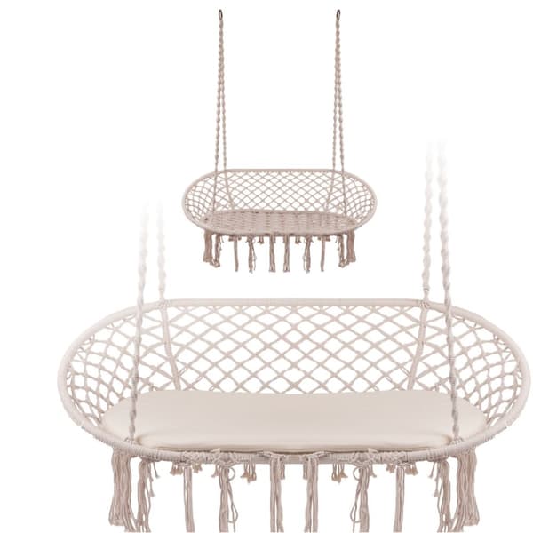 Dubbelt storkbo med tofsar beige
