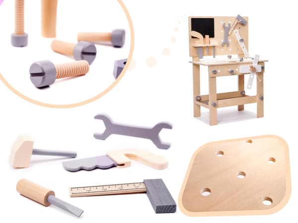 Träverkstad med verktyg på ett bord DIY-set