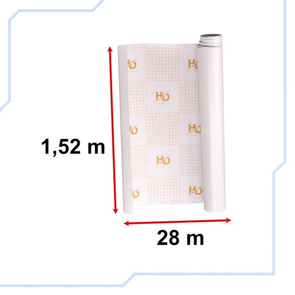 Dekorplast / Möbelfolie - Matt Vit - 1,52x28m