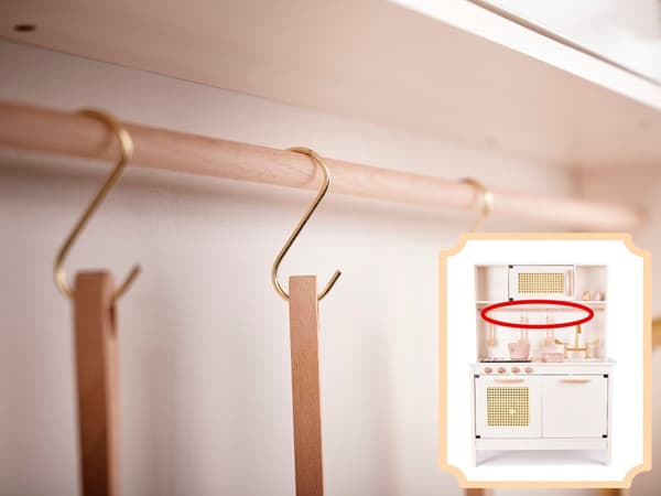 Barnkök i retrostil i MDF-trä med bohemiska accessoarer