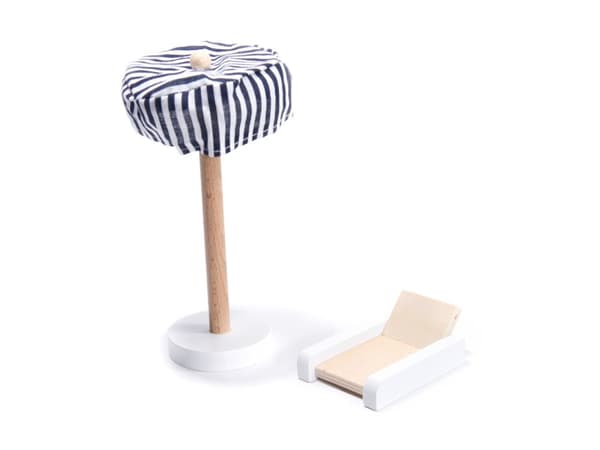 MDF-dockhus i trä + möbler 78 cm svart LED