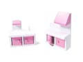 Miniatyrbild 6 av 11: MDF-dockhus i trä + möbler 70 cm rosa LED