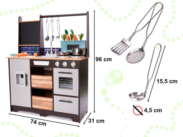 Barnkök i trä, MDF med tillbehör, LOFT XXL, 96 cm