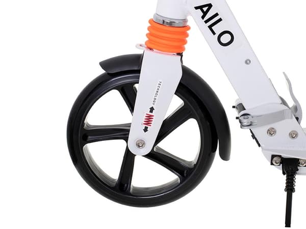 hopfällbar stadsscooter 200 mm hjul stötdämpare fram bak vit
