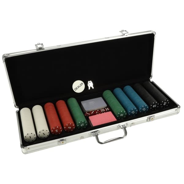 Pokerset i ett fodral med 500 marker, 2 kortspel