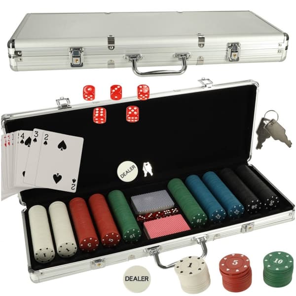 Pokerset i ett fodral med 500 marker, 2 kortspel
